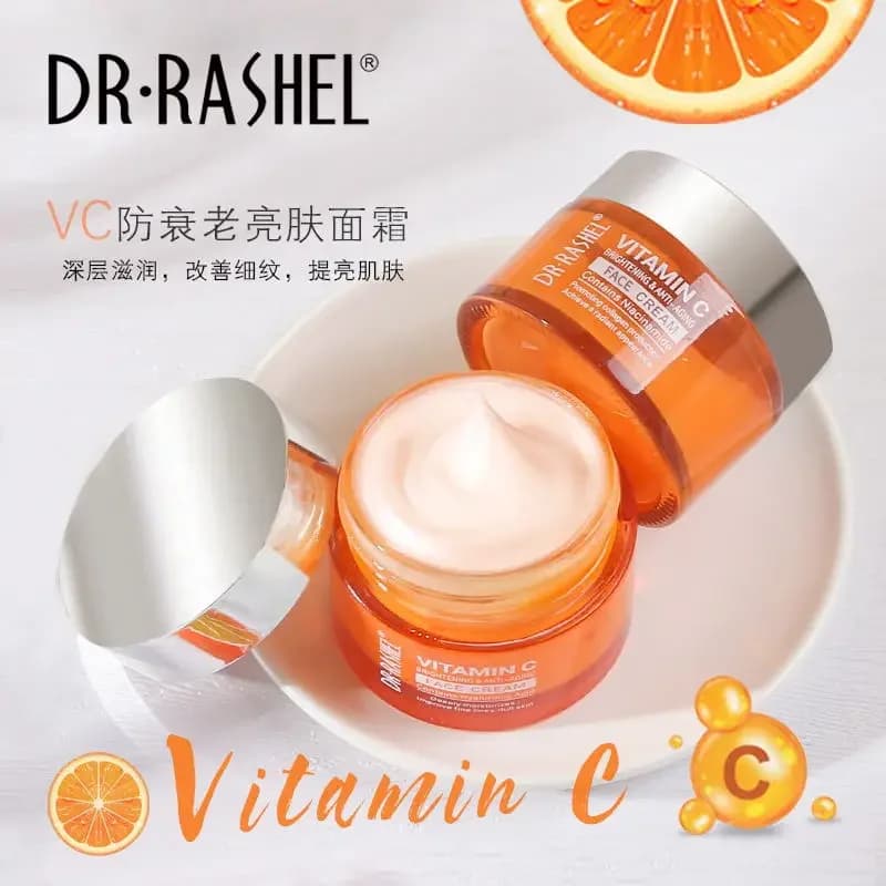 DR.RASHEL vitamin C facial cream improve opaque skin whitening thin lines Anti aging serum fade dark spots skin care