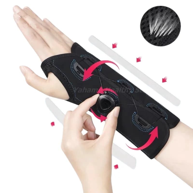 Tutore di supporto per il polso da 1 pezzo per tunnel carpale, tutore di supporto per la mano per il sonno notturno con stecche e manopola regolabile, per tendinite, schegge