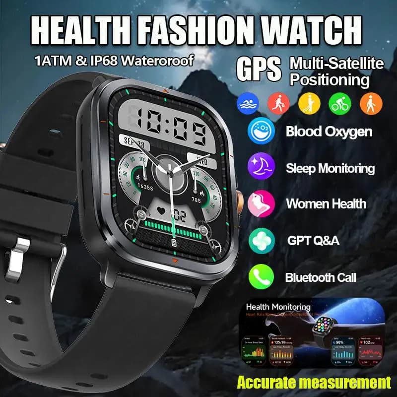 Nuovo GPT Q&A Smart Watch Uomo Donna Display ultra-trasparente da 2.01 pollici Schermo AMOLED Bussola GPS Pista sportiva Orologio intelligente per la salute delle donne