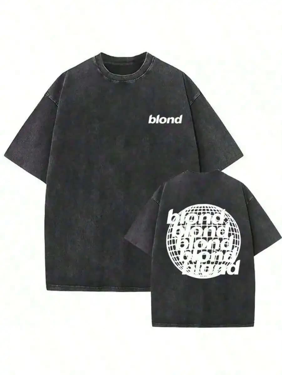 T-shirt Oversize da Uomo 2026 Estivo, Stile Hip-Hop Lavato, Frank Channel, Arancione, Ocean, Biondo