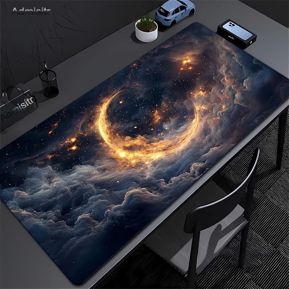 Tappetino per Mouse XXL 90x40cm con Arte Luna e Anime, per Computer e Laptop, Antiscivolo in Gomma, Tappetino da Scrivania Lungo per Gaming e Tastiera