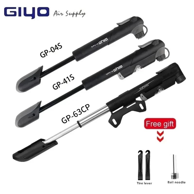 Pompa per Bicicletta GIYO, Mini Pompa Manuale, Gonfiatore per Palloni e Giocattoli, Valvola Schrader/Presta, Pompa Portatile per MTB