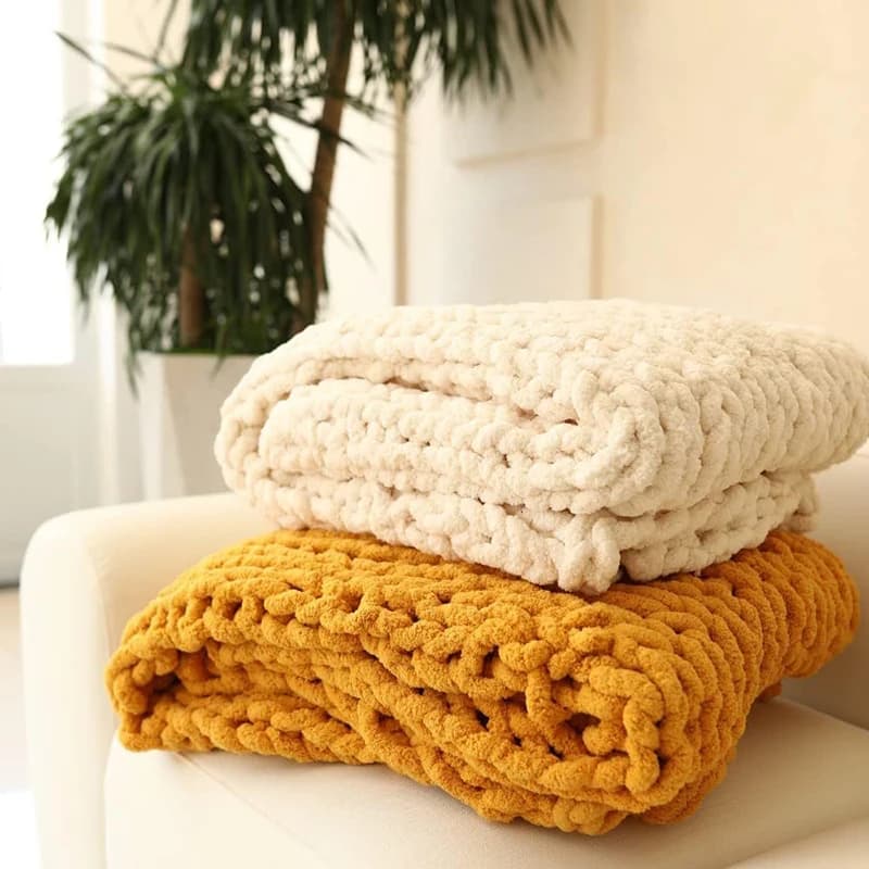 Coperta lavorata a maglia grossa a mano, filato spesso, lana merino, maglieria voluminosa, coperte, tappeti, morbido e caldo, divano letto invernale per la casa