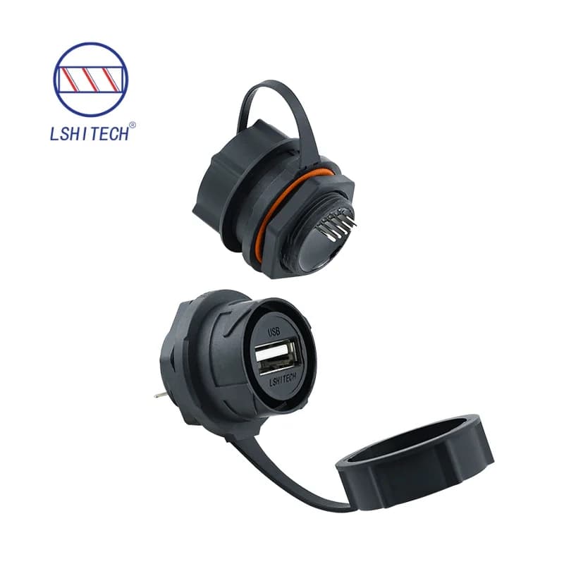 Lshitech E-WeiChat USB2.0 IP67 Waterproof Connector, Fast Charging Data Sync Power Receptacle for PC, Phone, Laptop External HDD