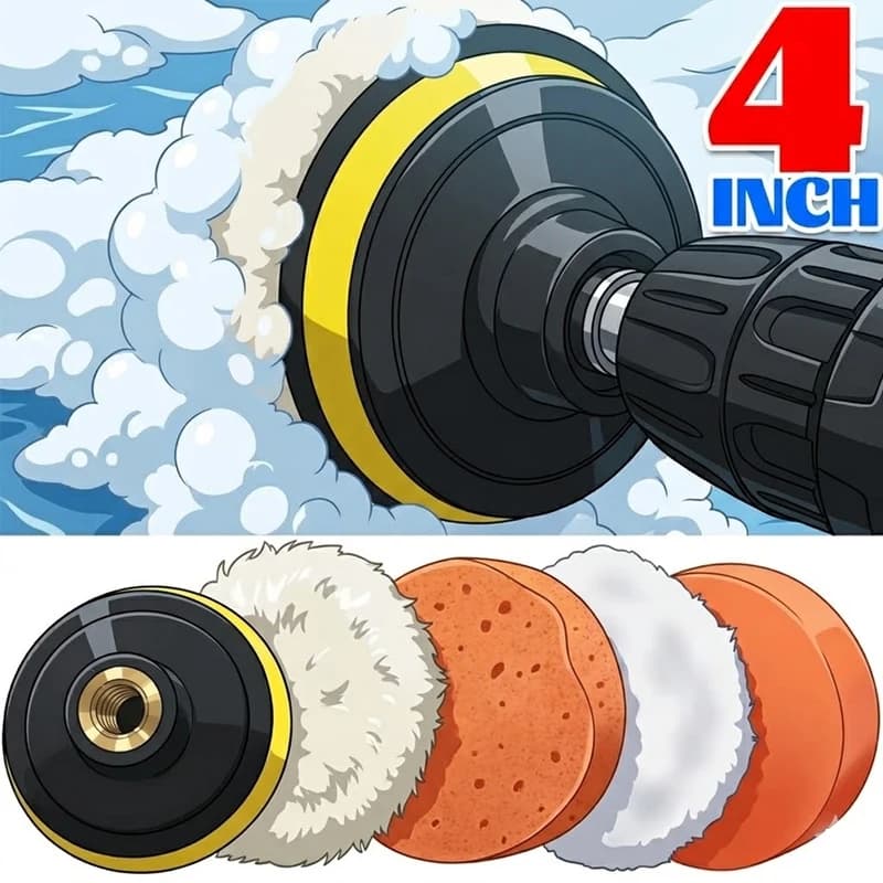 Kit di 6 Tamponi per Lucidatura Auto, Dischi in Spugna e Lana da 3/4 Pollici, Accessori per Lucidatura e Riparazione Vernice con Adattatore per Trapano