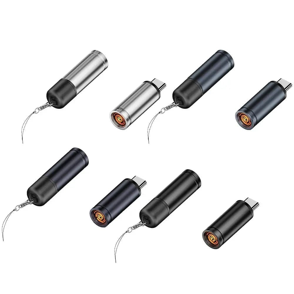 Mini accendino di tipo C con spegnimento automatico di accensione per viaggi aerei all'aperto, nessuna batteria, nessuna fiamma, adattatore per accendisigari di sicurezza portatile
