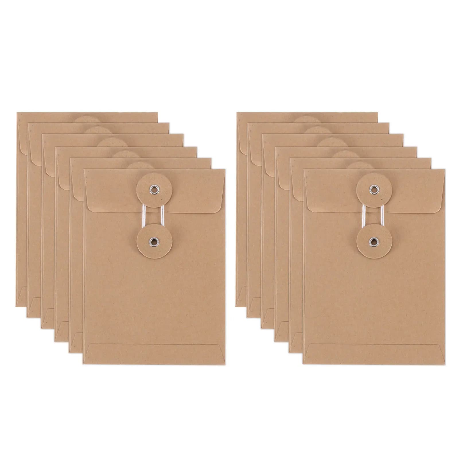 Buste di carta Kraft da 6/12 pezzi con chiusura a corda Buste vintage da 5,5 x 4 pollici Borsa per cartelle di file per organizzare documenti di carte
