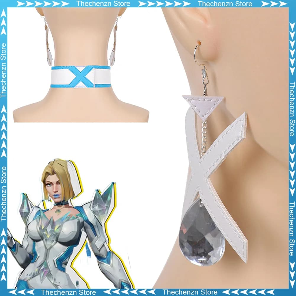 Rivali del vestito operato Emma Frost Orecchini girocollo Cosplay per le donne Collana Gioco Accessori per costumi Donna Puntelli per giochi di ruolo