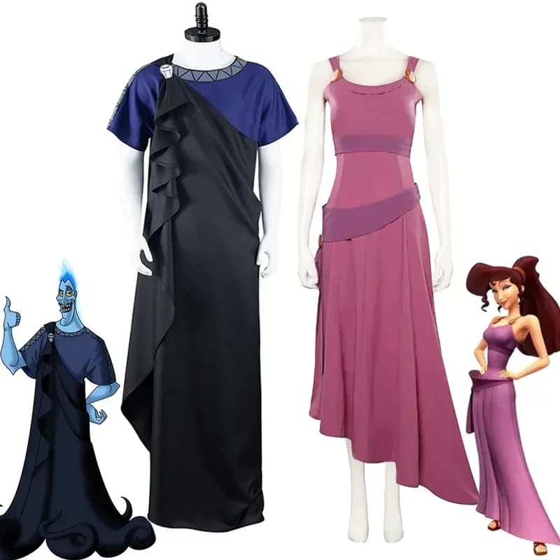Cartoon Movie Hercules Megara Hades Costume Cosplay Abiti Uomo Donna Abito Abito Halloween Carnevale Festa Giochi di ruolo Abiti