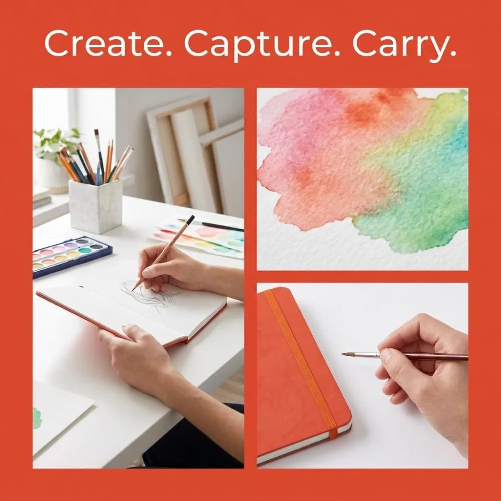 30 Sheets Watercolor Sketchbook 15×15cm Orange/Green Watercolor Drawing Pad Portable Sketch Painting Paper