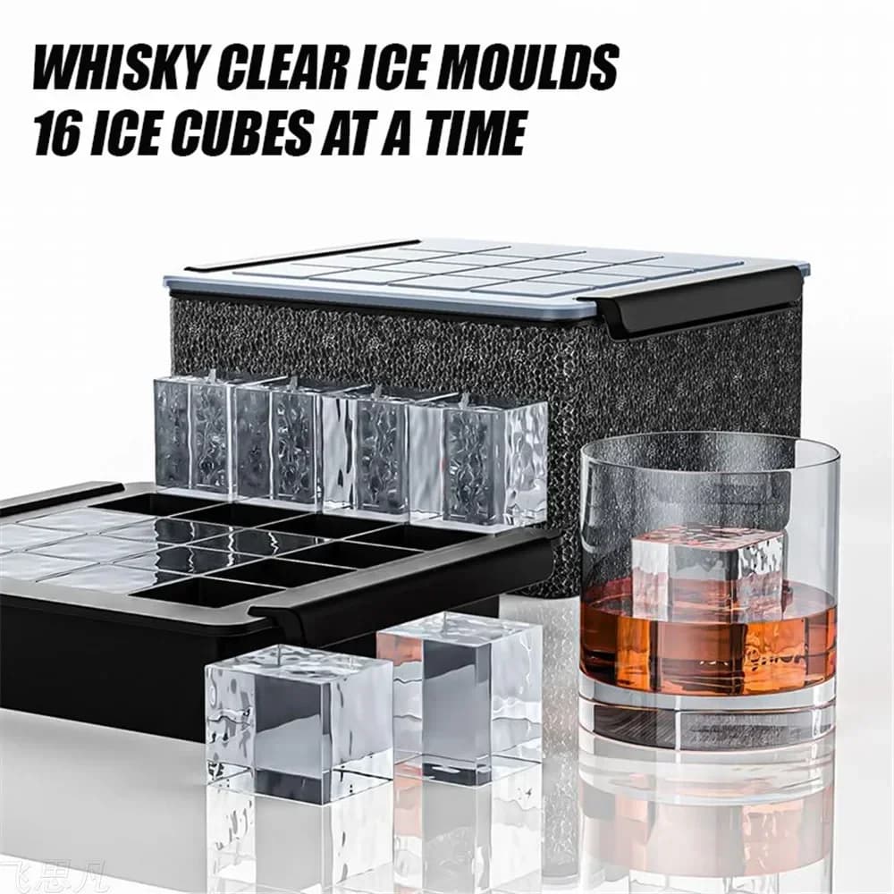 16 pezzi stampo in silicone per vassoio per cubetti di ghiaccio ad alta trasparenza senza bolle stampo per ghiaccio per uso alimentare per la casa whisky bar accessori da cucina regalo