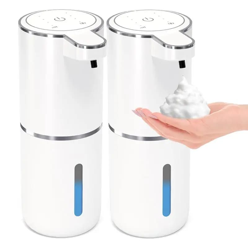 【A08I】Dispenser automatico di sapone schiumogeno ricaricabile, 2 pezzi, dispenser di sapone schiumogeno intelligente senza contatto da parete