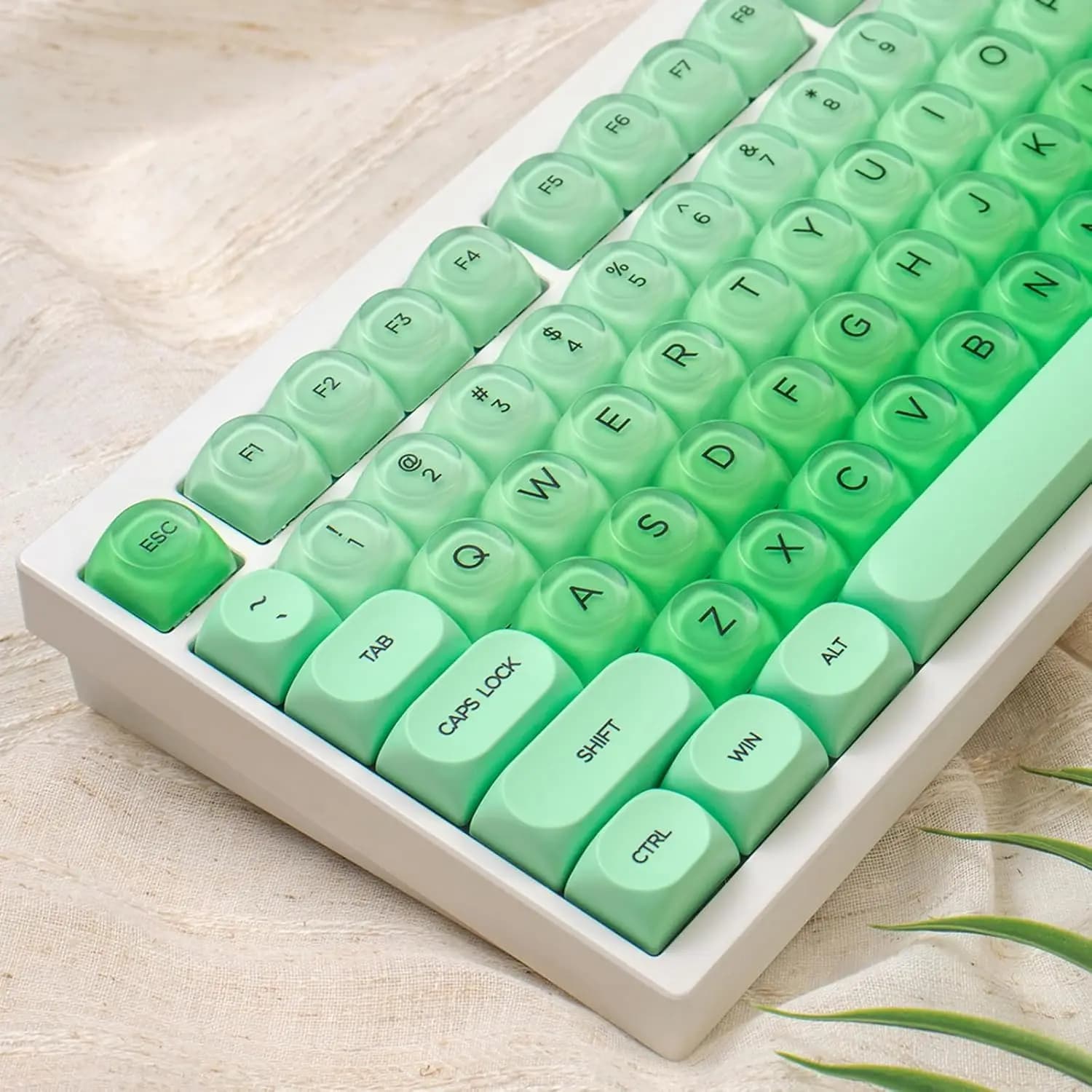 132 Keys PBTJelly Keycaps MOA Profile Green Keycaps Comaptible with Wooting Keyboard 61/64/87/104/108 Cherry Mx Switches Mechani