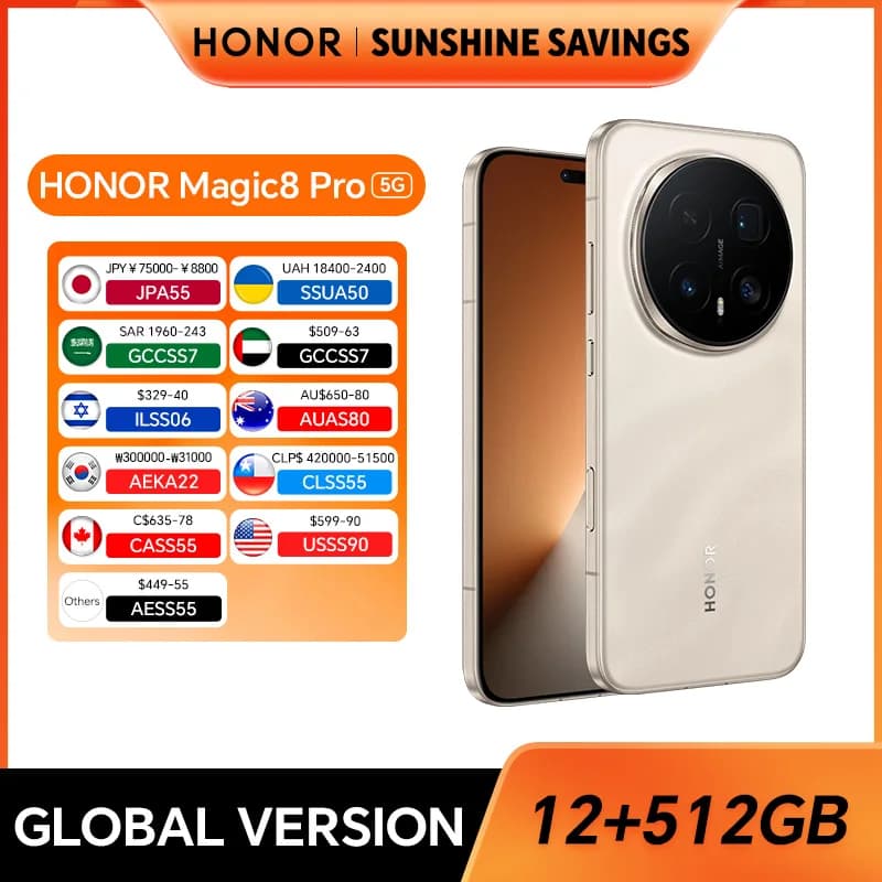 Versione globale HONOR Magic8 Pro 12GB + 512GB 5G AI Smartphone 6.71 '' 120Hz Display OLED Telecamere 200MP 7100mAh 100W SuperCharge NFC