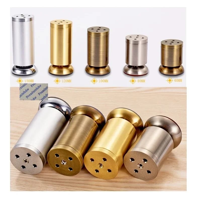 4 pezzi in lega di zinco rotonda Dia.50mm mobile TV mobili divano letto piedi livellatore livellatore levigatura spazzola argento bronzo oro acciaio