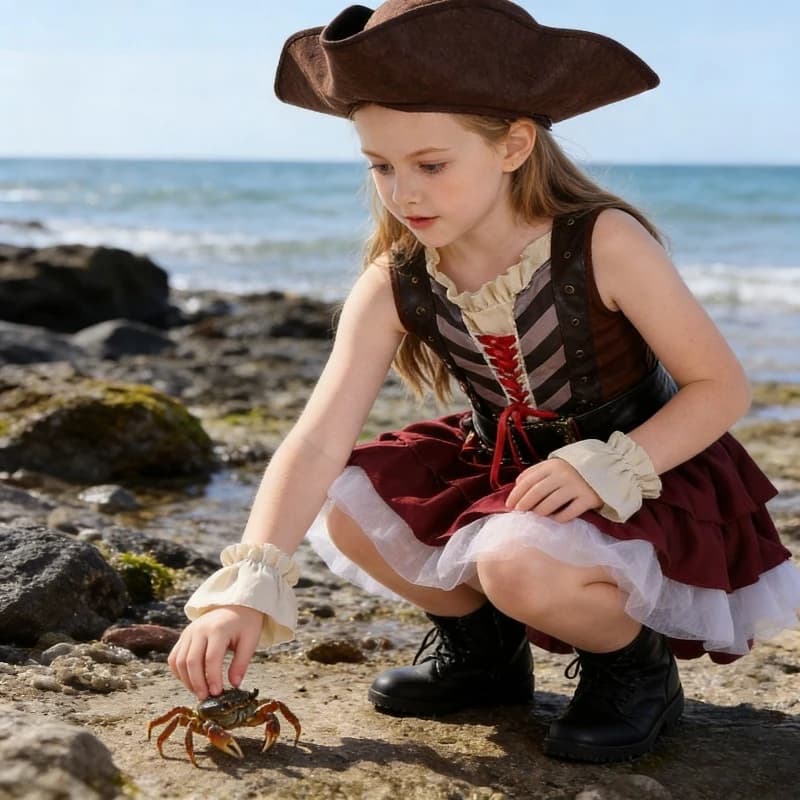 Costume da Pirata della Somalia per Bambine, Abito per Halloween e Feste in Maschera