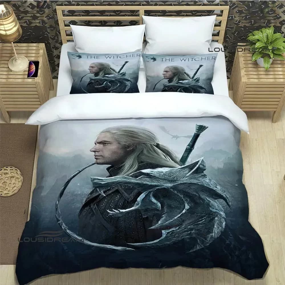 Gioco W-Witcher Set di biancheria da letto stampati set di forniture squisite set copripiumino set di trapunta set di biancheria da letto regalo di compleanno di lusso