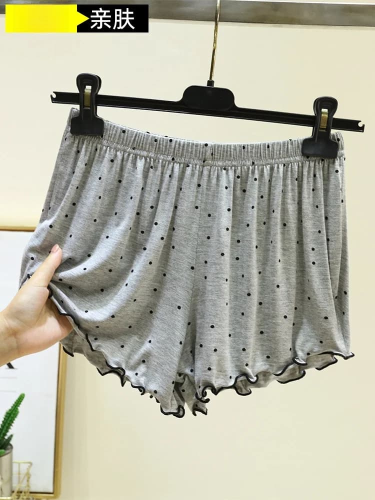 Summer Loose Lace Shorts Women's Polka Dot plus Size Home Sleepwear Slimming Underwear Outerwear Three-Quarter Length Wide Le...