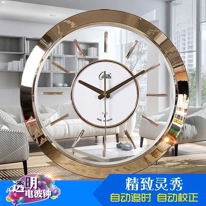 Orologio da parete soggiorno camera da letto Orologio creativo moderno europeo movimento di terza generazione orologio radio silenzioso Design trasparente