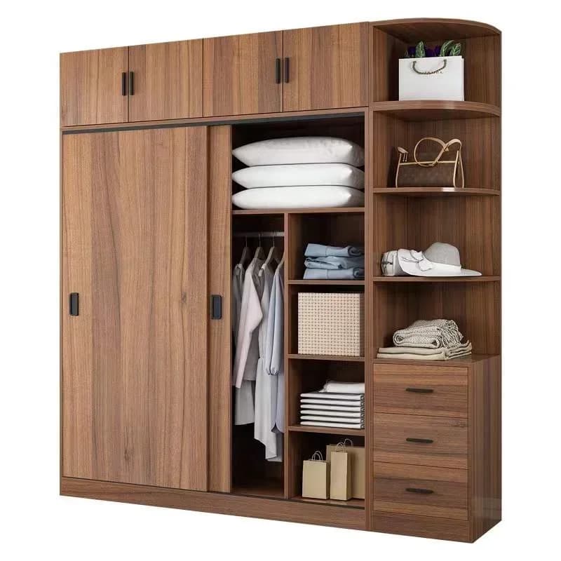 Camera da letto per la casa Moderna semplice stanza in affitto nordica Assemblaggio semplice Porta scorrevole in legno massello Grande armadio