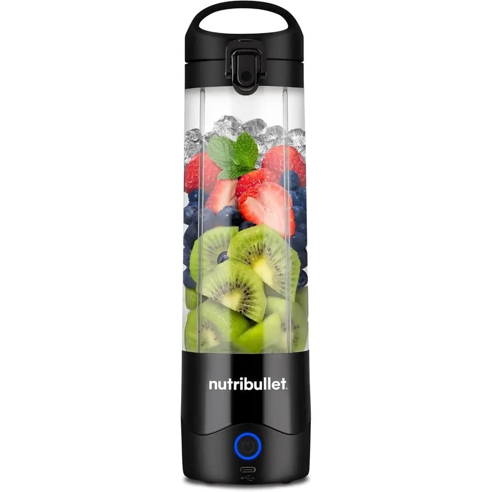 20oz USB-C Rechargeable Personal Blender, Black, Portable Blender with 20oz Velcro