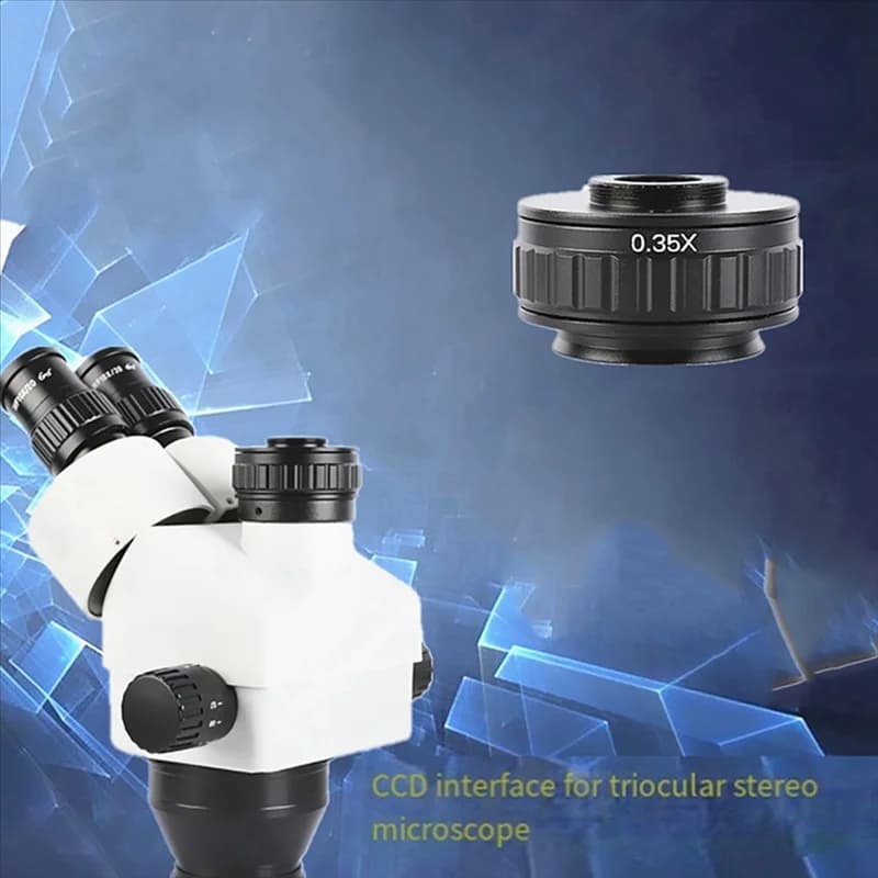 AEE8-Microscopio Adattatori per attacco C Obiettivo 0.35X CCD per fotocamera per microscopio stereo trinoculare Interfaccia 38MM Campo maggiorato