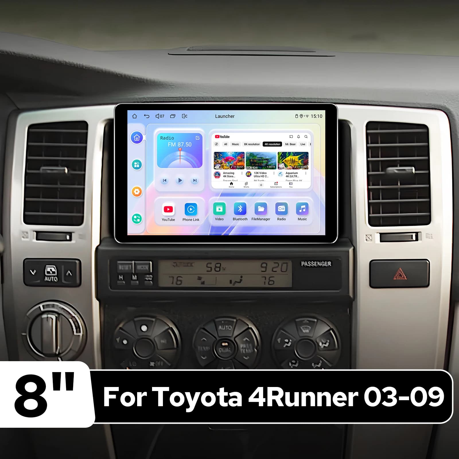 Autoradio Android 8" Plug&Play per Toyota 4Runner 2003-2009, 4GB 64GB, CarPlay/Android Auto Wireless, Facile Installazione
