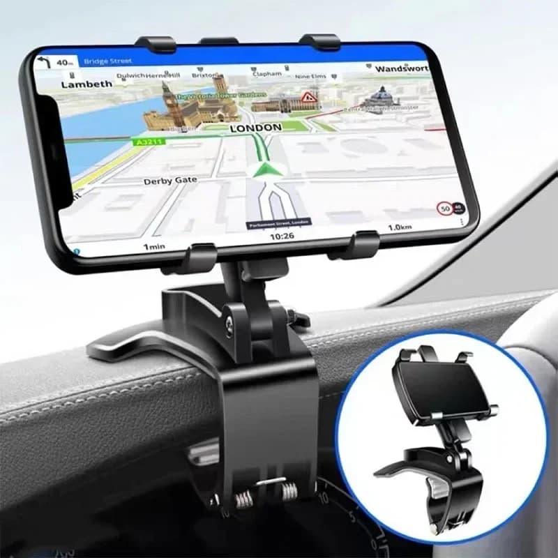 Supporto universale per telefono per auto Supporto per clip per cruscotto per auto Staffa per display GPS Supporto per telefono cellulare per auto per iPhone Samsung Xiaomi