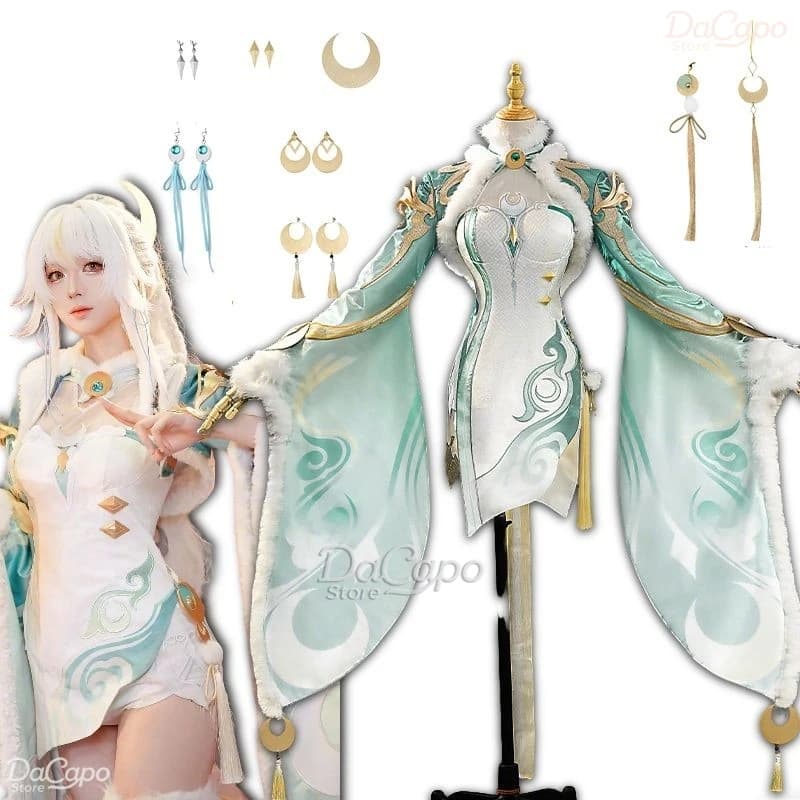 Costume Cosplay Genshin Impact Zibai Hanfu, Women's Green Qipao Dress, Hot Style Dea Dress, Halloween Carnival 2026, Chinese Style