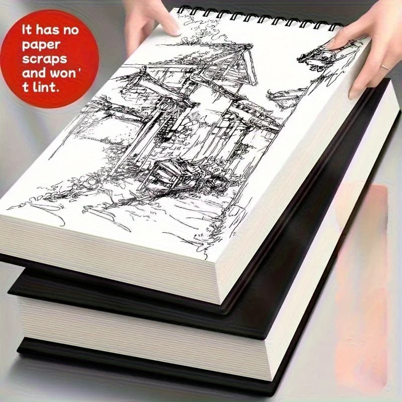 4pcs sheets of A6-sized artist sketchbook, spiral-bound, thickened acid-free paper, hand-drawn notebook, oil painting materials