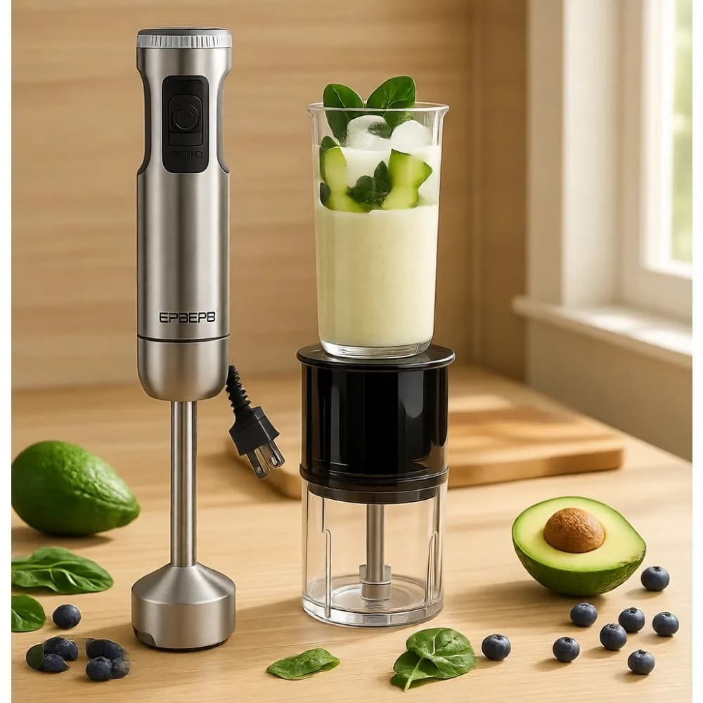 Frullatore a Immersione Portatile 11 in 1 da 1000W per Frullati, Succhi, Carne, Latte, Uova, Impasti, Verdure e Patate