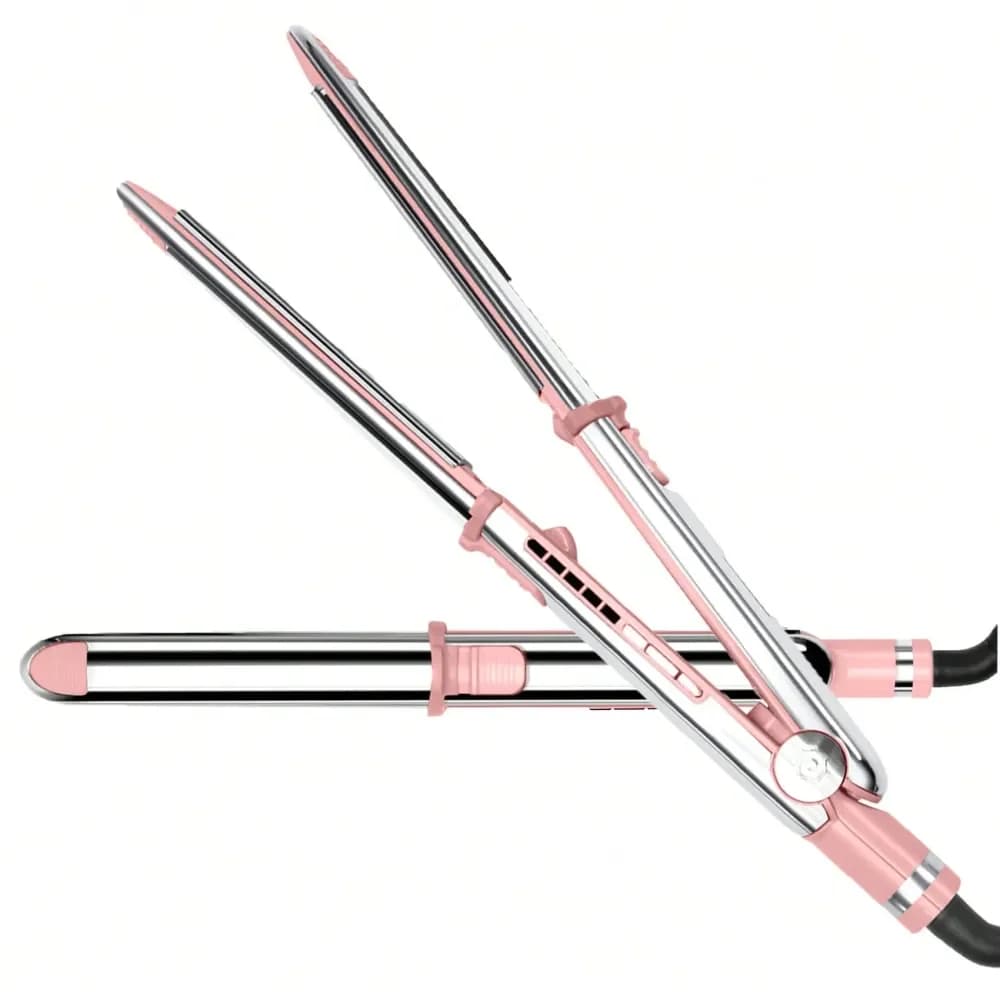 Piastra e Arricciacapelli 2 in 1 Professionale, Riscaldamento Rapido, Anti-Crespo, Lisciante, Regalo Ideale per Natale e Capodanno, Rosa Nero Blu