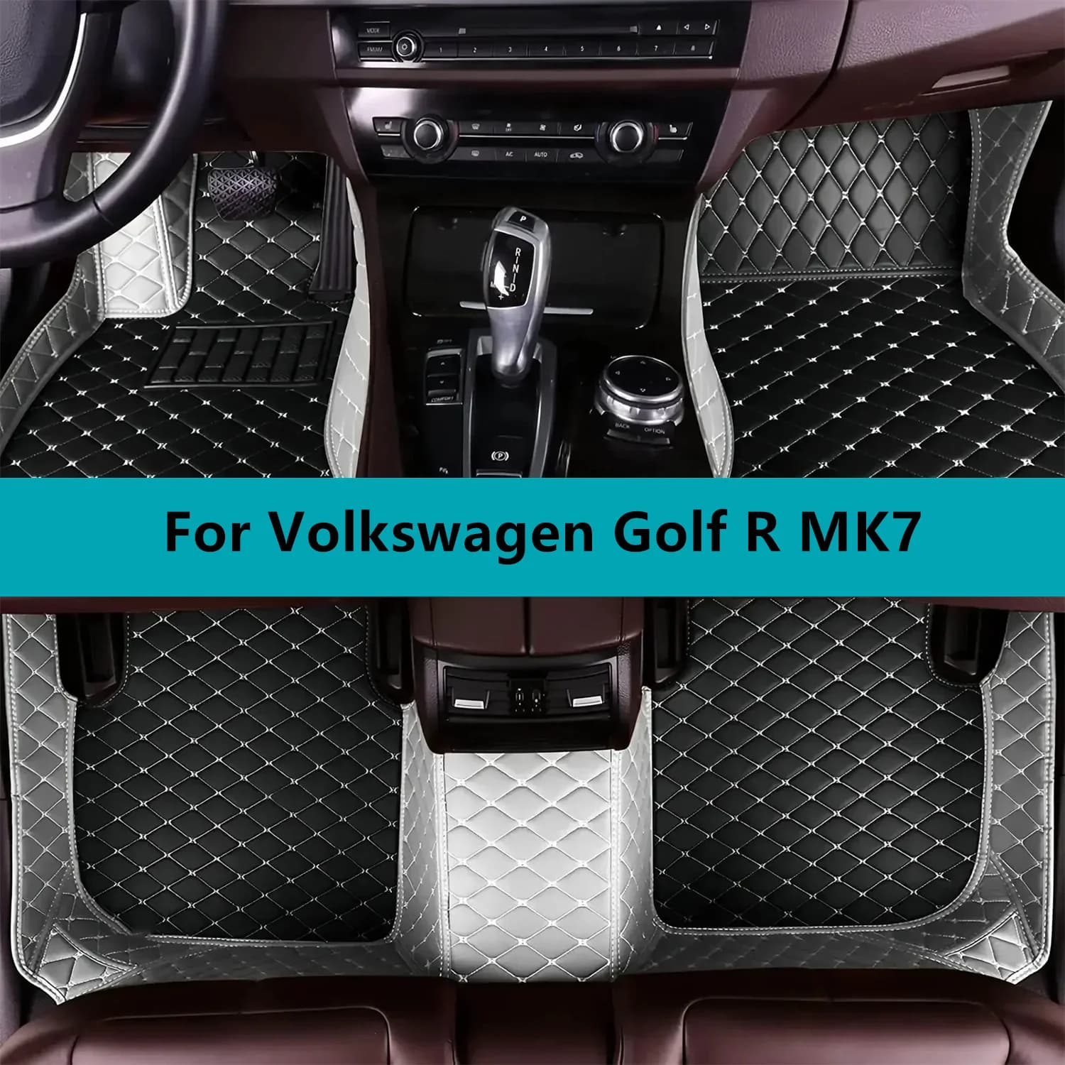 Tappetini per auto in pelle per Volkswagen Golf R MK7 2014 2015 2016 2017 Tappetini per auto impermeabili per tutte le stagioni