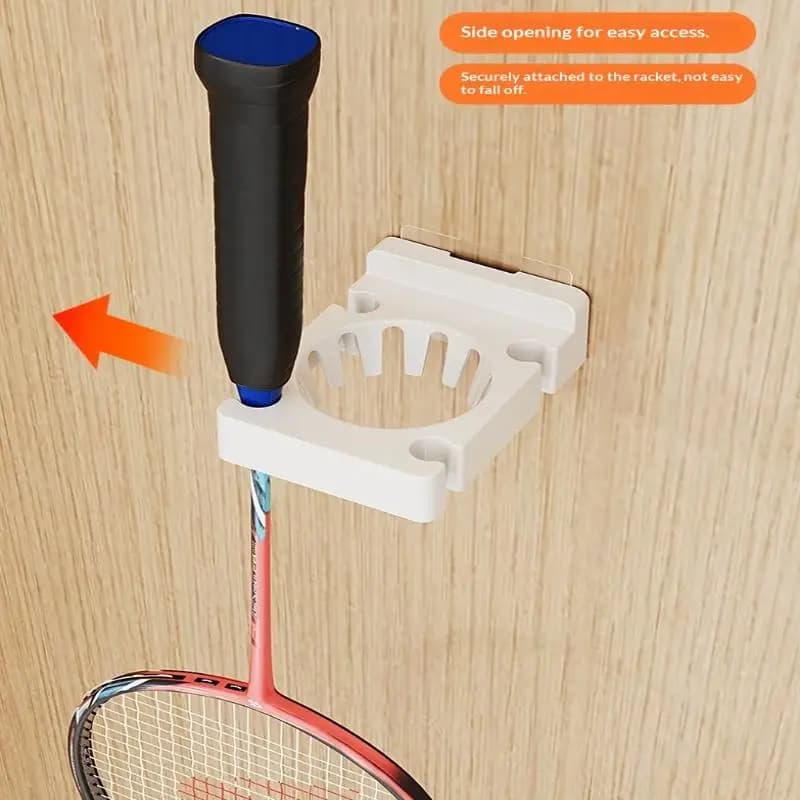 Supporto per racchetta da badminton a parete, senza punzonatura, con gancio per palline, per racchetta da ping pong, pickleball da tennis