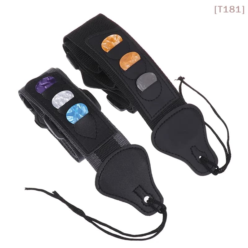 Tracolla Regolabile per Chitarra Elettrica con 3 Portaplettro, Estremità in Pelle PU, Accessori per Chitarra Acustica e Basso