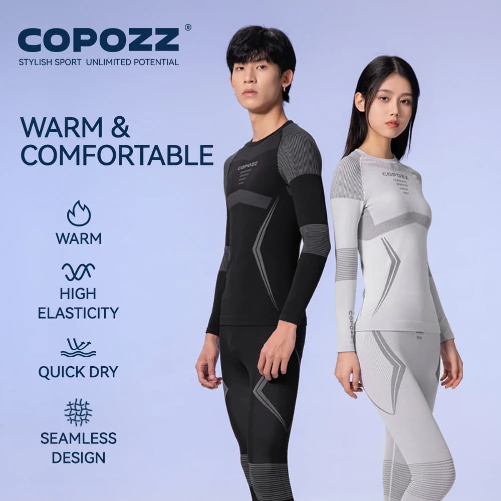 COPOZZ Set di biancheria intima termica da sci invernale Uomo Donna Sweatwicking Tuta traspirante ad asciugatura rapida Intimo termico da sci Mutande lunghe