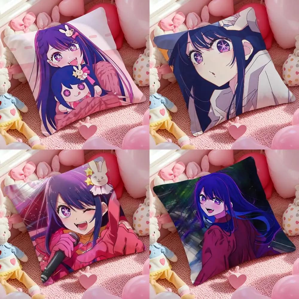 Hot Anime H-Hoshino Ai Federa per cuscino Morbido tessuto peluche Fodera per cuscino stampata su due lati Federa per cuscino per divano invernale caldo