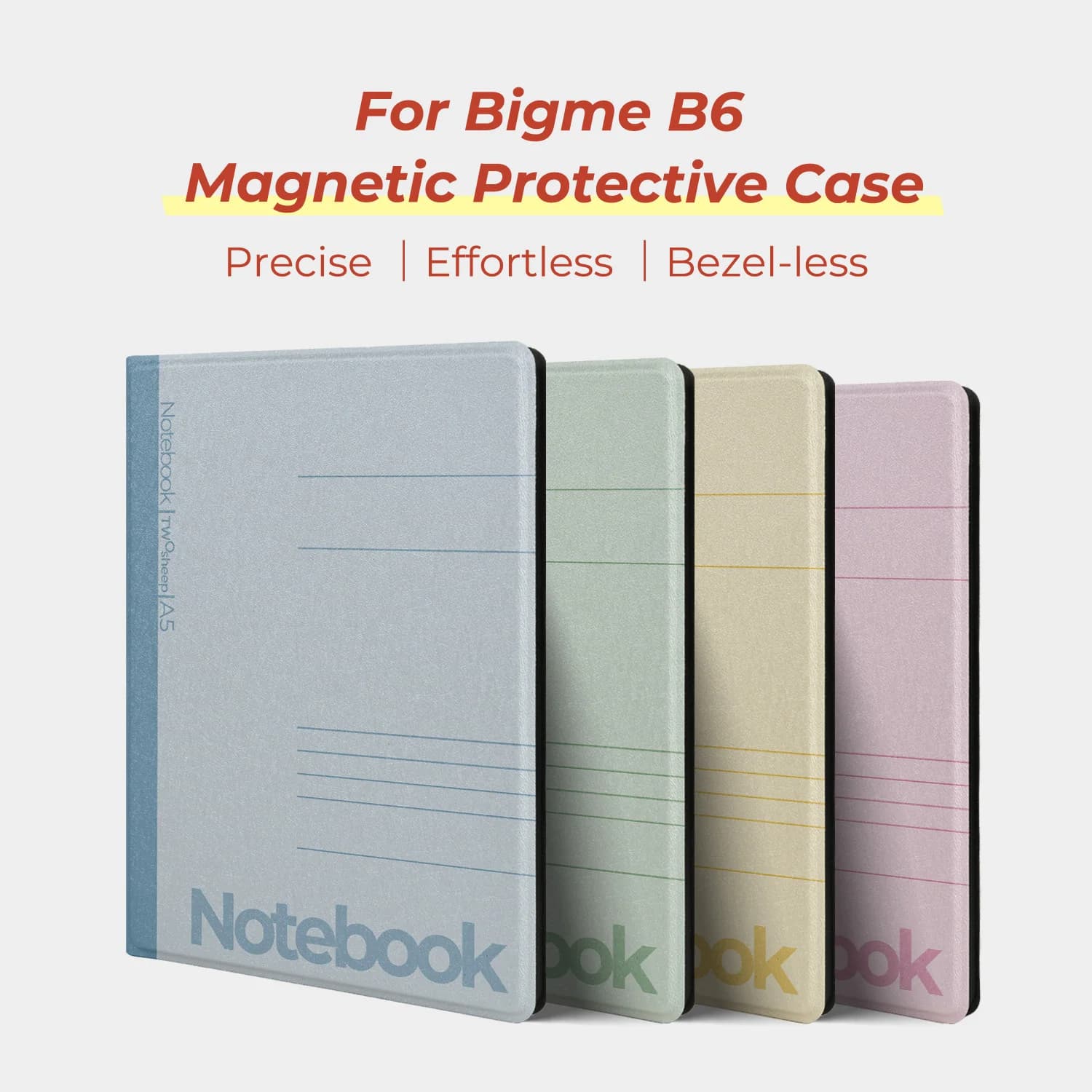 Custodia Twosheep per Bigme B6 Case da 6 pollici con attacco magnetico, senza guscio, con funzione Auto Sleep/Wake, stile classico notebook, Smart Folio