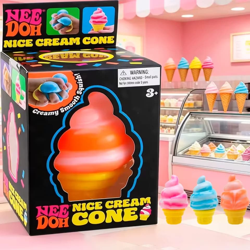 Disponibile: Needoh Nice Cube di Schylling, Giocattolo Sensoriale Antistress a Forma di Gelato, Giocattolo Morbido Colorato per Bambini e Adulti