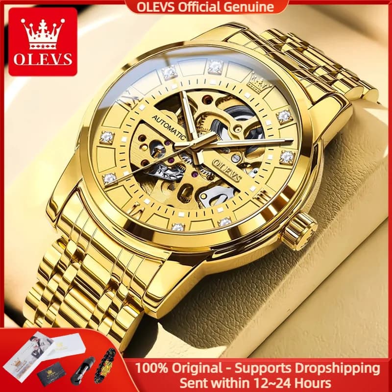 OLEVS 9901 Orologio da uomo di lusso Orologio meccanico automatico da uomo di fascia alta All Hollow Orologio da uomo personalizzato sportivo impermeabile HD