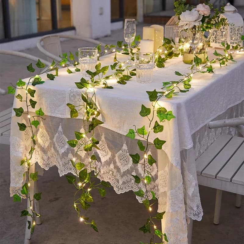 Luci a corda a foglia verde edera artificiale vite fata luce decorazione della festa nuziale Natale casa arredamento della stanza ghirlanda di piante da parete