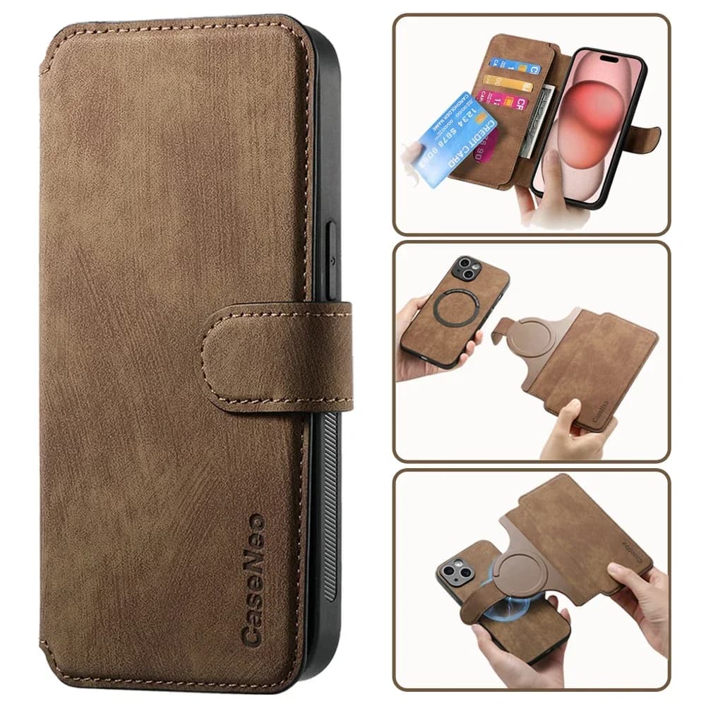 Custodia a Libro in Pelle RFID 2-in-1 Staccabile per Samsung Galaxy S26 Ultra S25 Edge S24 FE S23 Plus S22 S21 S20 Note 20 10 Flip Cover