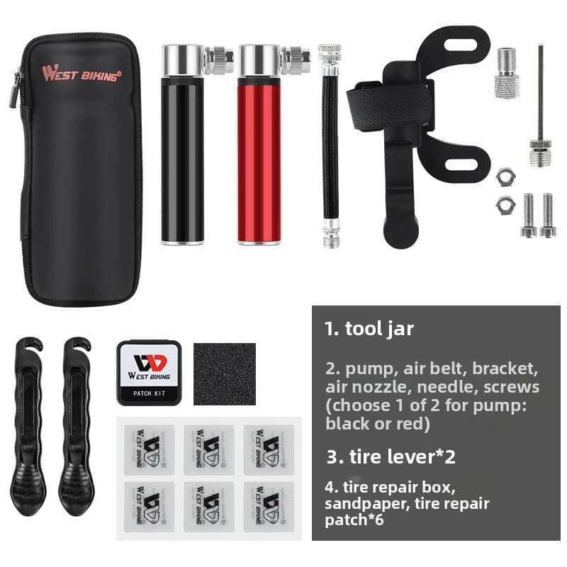 Bike Repair Tool Kit Set with Saddle Bag Mini Pump Tire Patch Levers Hard Shell Water Bottle Bag Outdoor Cycling Accessories