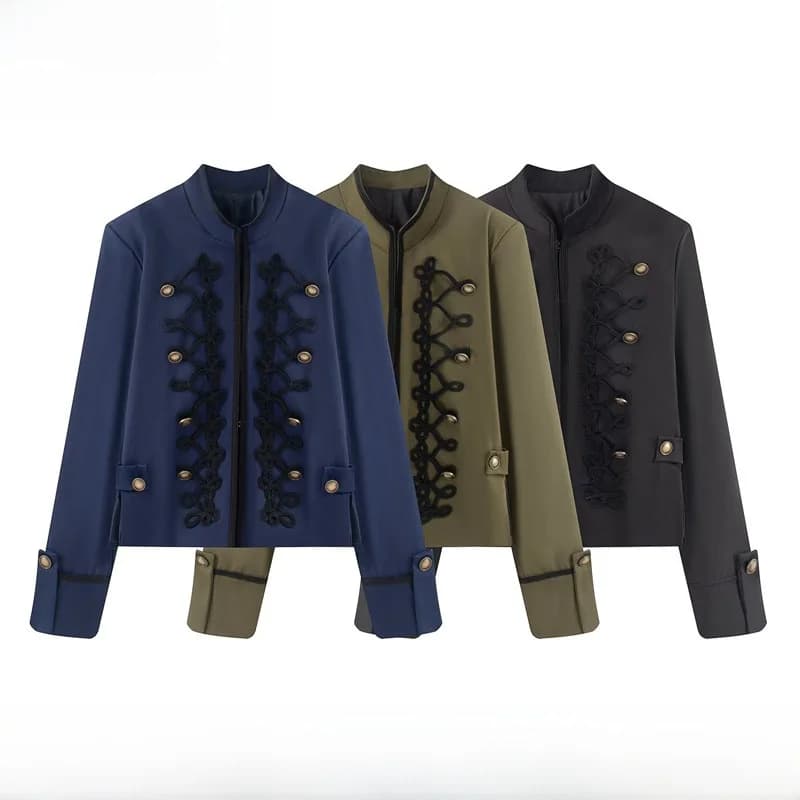 Fashionable Versatile Women's Suit Jacket with Shoulder Pads And Rope Knot Buckle Spring Summer New Arrival ZR Style Warmth P...