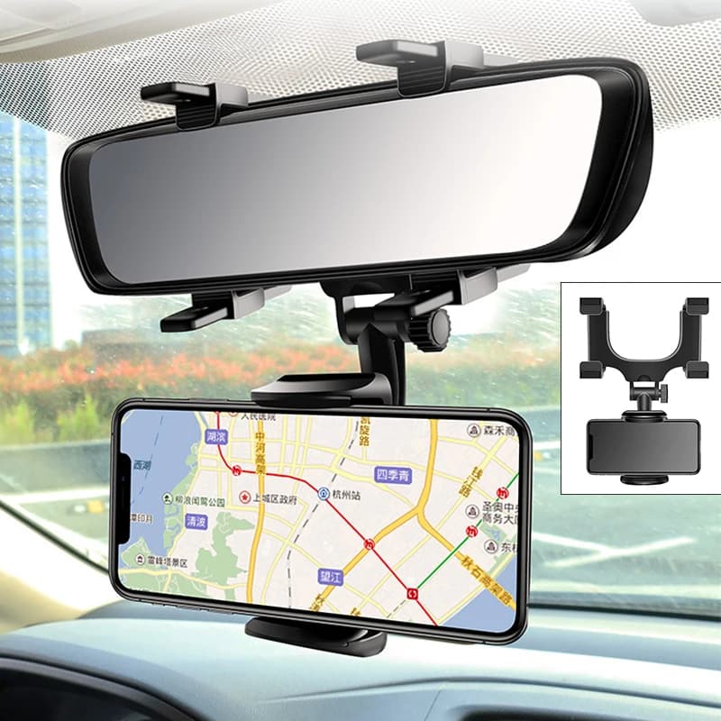360 ° Supporto per smartphone telescopico per specchietto per auto Supporto per telefono cellulare Supporto per cellulare regolabile per GPS per auto per supporto per iPhone 13