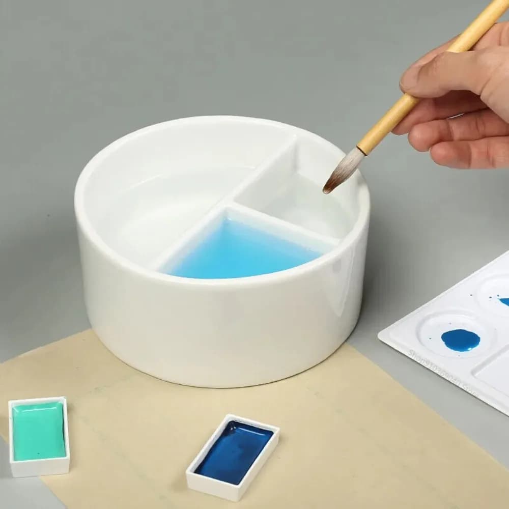 Painting Tool Ceramic Washing Palette Ceramic White Watercolor Palette Big Ink Plate Calligraphy Washer Gouache