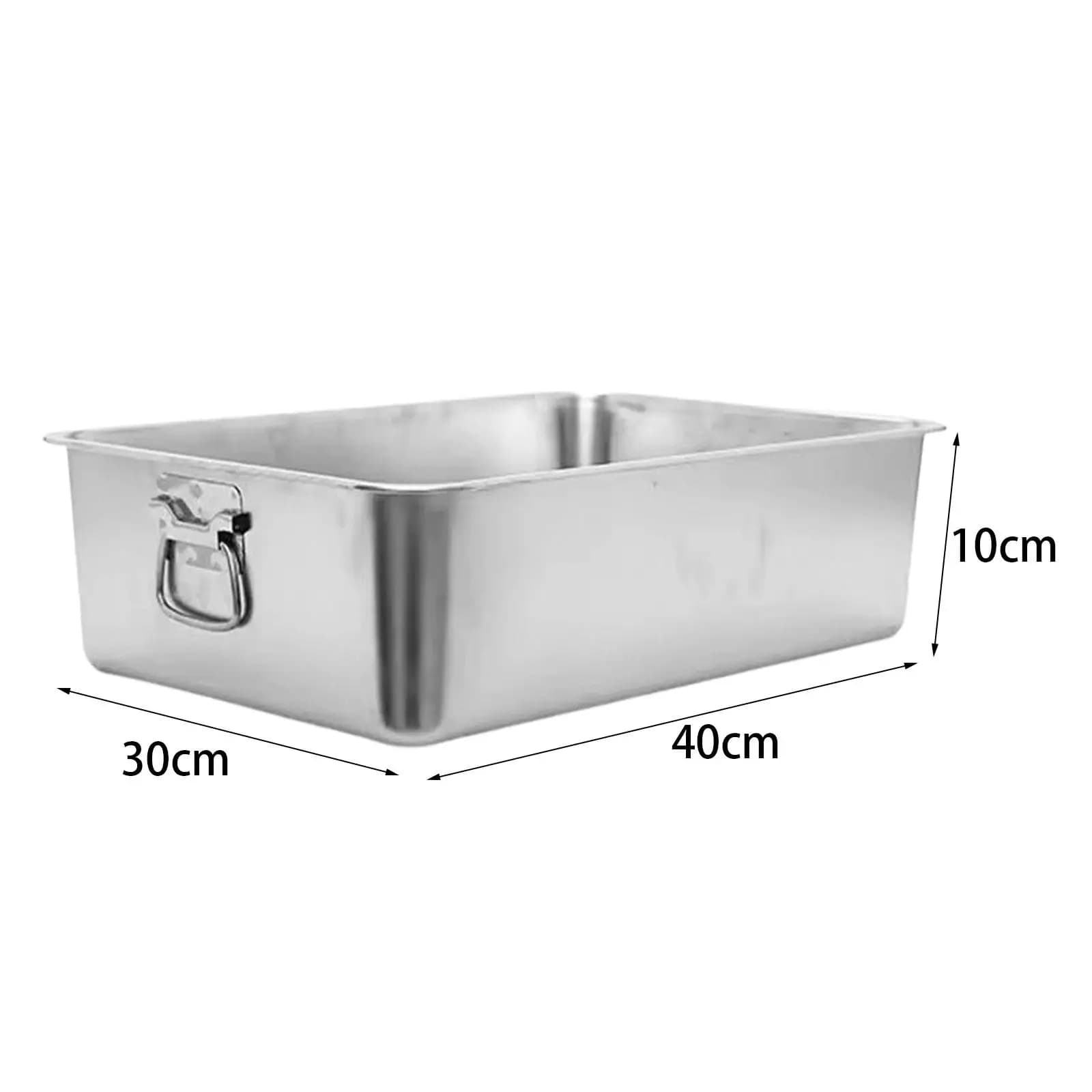 Stainless steel cat litter tray with handle, cat potty, smooth surface, open top