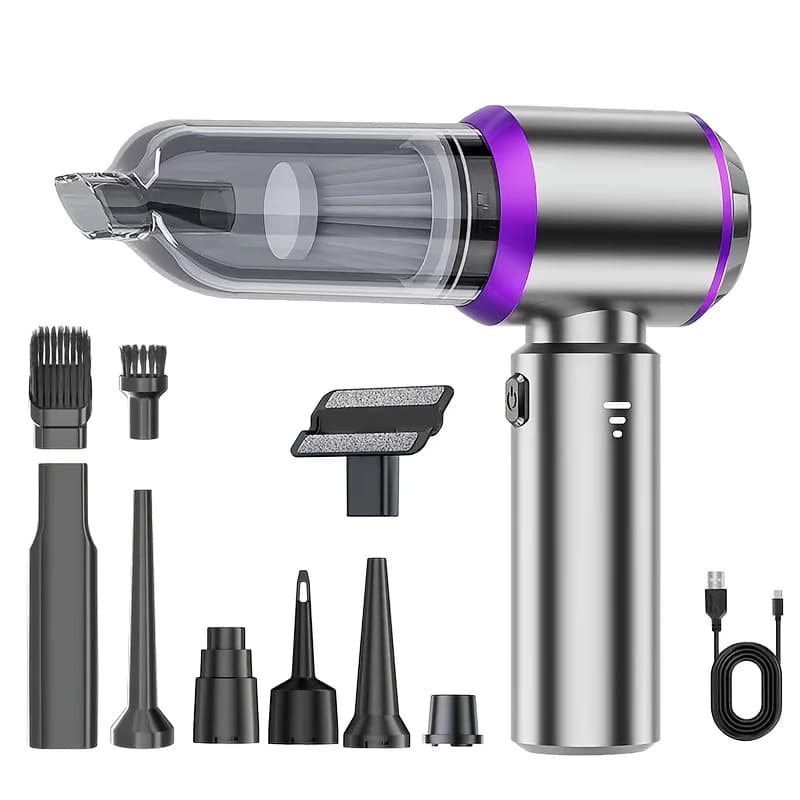 Aspirapolvere Portatile per Auto Senza Fili - 4 in 1 con 3 Livelli di Regolazione, Aspirazione ad Alta Potenza 15000/18000/21000PA, Completo