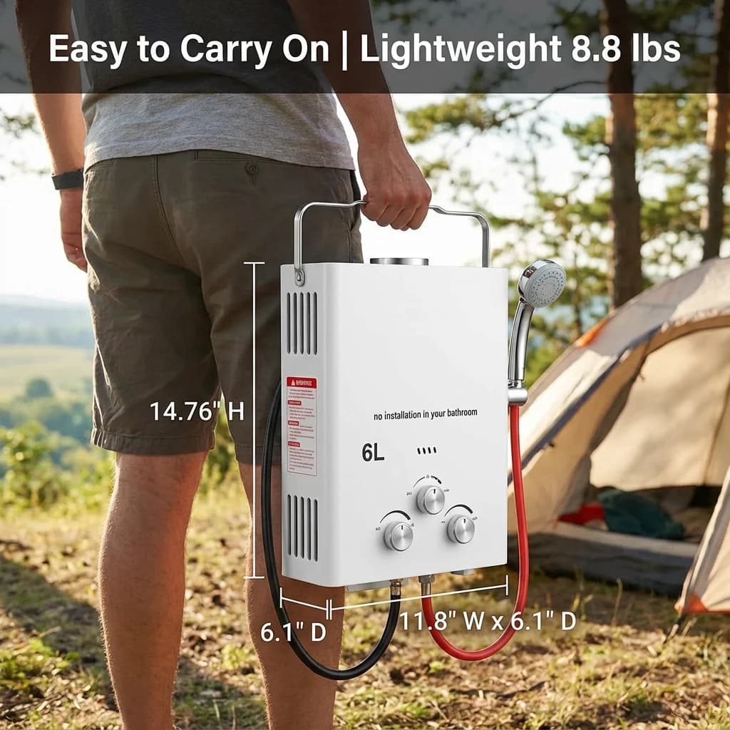 New Portable Gas Water Heater for RV Outdoor Camping Handheld Instant Hot Water Device