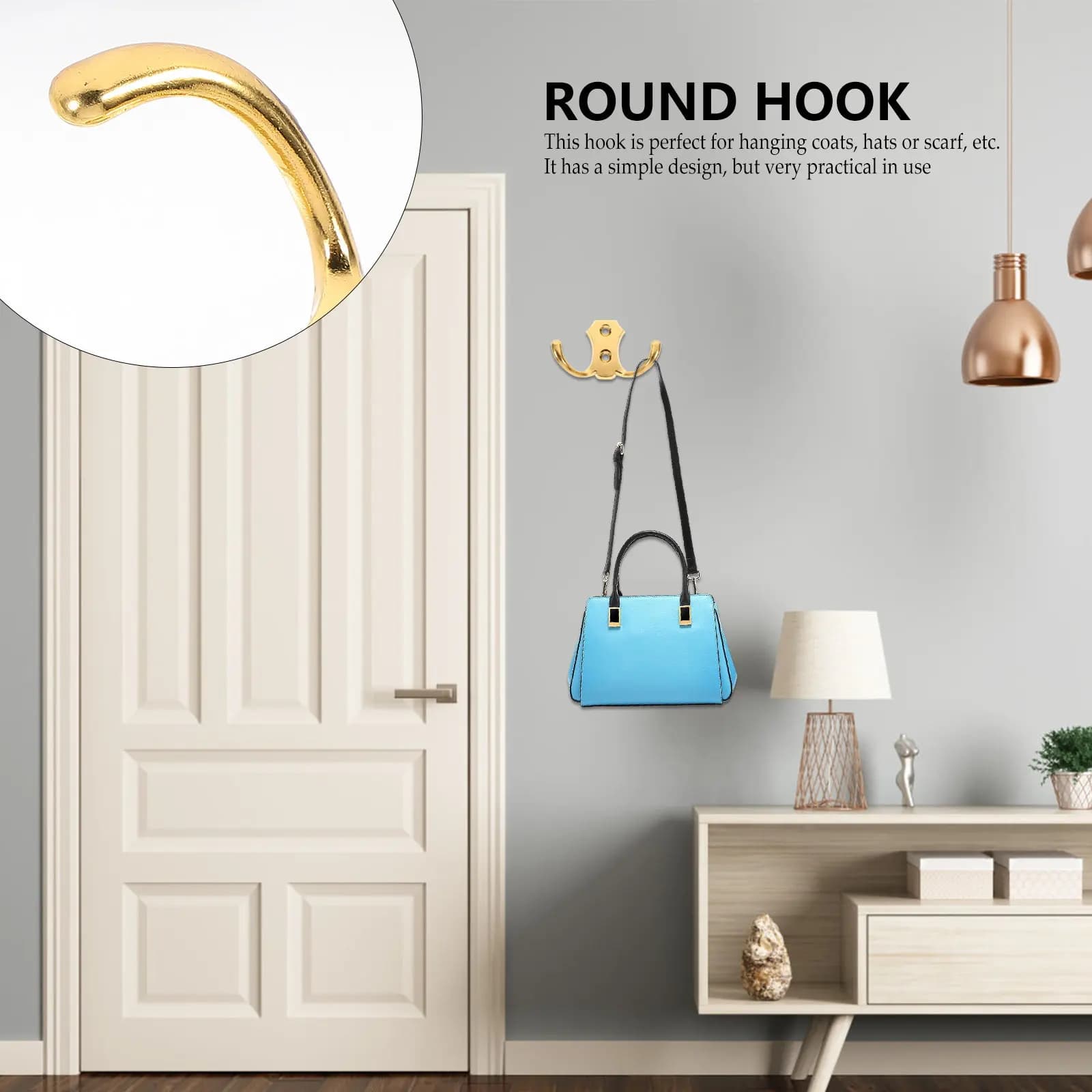 4Pcs Sturdy Dual-Hook Wall Organizer Sheep Horn Hooks Zinc Alloy Wall Hangers Clothes Storage Hooks for Home Bedroom Hallway
